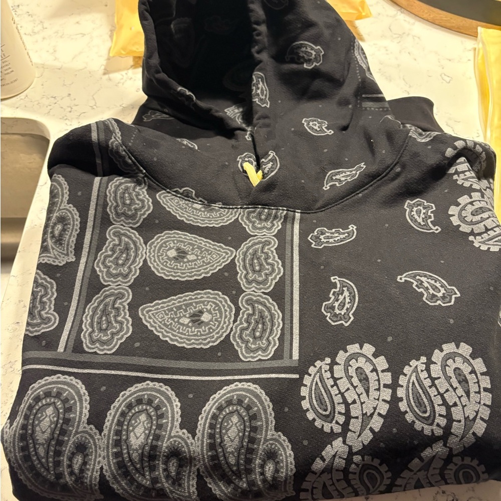 Paisley Pattern Black Hoodie